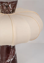 Andorra Tischleuchte 2.0 | Levanto Red Marmor, Light Ivory Baumwollschirm